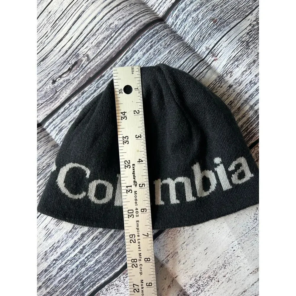 Columbia Reversible Knit Beanie Cap, Youth Size Small, Black / Gray, Winter